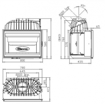 Wkład kominkowy Dovre 2180CBS