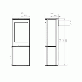 Piec kominkowy Nordpeis Duo 4 + zestaw thermotte - szafka zamykana
