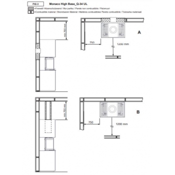 Kominek akumulacyjny Nordpeis Monaco III  High baza z wkładem kominkowym Q-34UL - 3 szyby