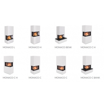 Kominek akumulacyjny Nordpeis Monaco III  High baza z wkładem kominkowym Q-34UL - 3 szyby